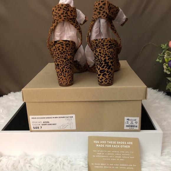 Madewell Liv Sandal Leopard Calf Hair. Brown/Black NIB Size 7 - Picture 5 of 8